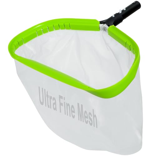 Pool Net Professional Ultra Fine Mesh Pool Leaf Skimmer Nets for Silt Sand Pollen Debris Cleaning with Super Extra Fine Nylon Deep Bag Heavy Duty Aluminum Frame & Handle Rake(Pole Not Included)
