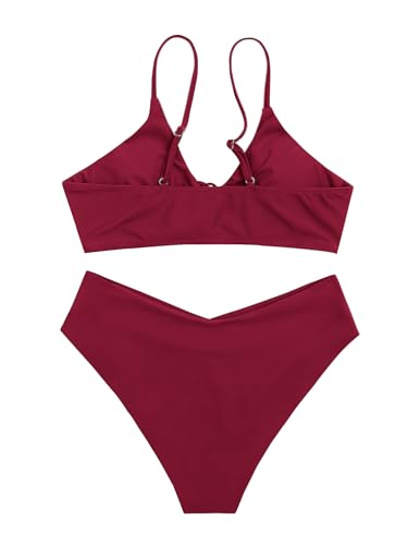 Image of Meetall Women's High Cut String Triangle Bikini Set Swimsuits Sexy Bathing Suits 2 Piece