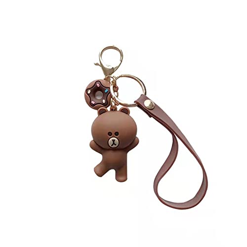 MEIPEL Keychains with Cute Cartoon Animals Ring Bag Charm Key Ring Decoration Gift for Girls Women Brown