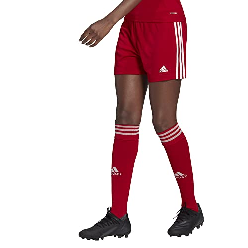 adidas Women's Squadra Shorts, Team Power Red/White Full Stripes, X-Small