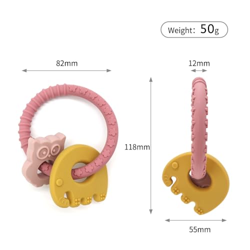 Image of Gogzy - Silicone Teether Ring, BPA Free, Bracelet Toys for Baby (MC3-Pink Beige)