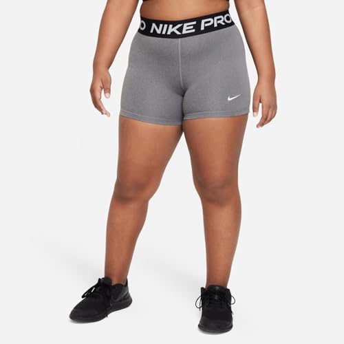 Nike Pro Dri-FIT Big Kids' (Girls') Shorts (Extended Size) (Black/Volt/White, DM8439-011)2