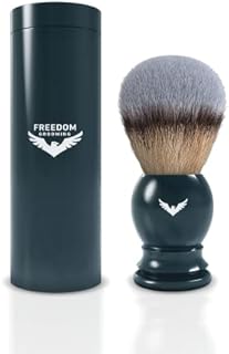 Shave Brush and Case - FREEDOM GROOMING - Classic Shaving Brush and Protective Carrying Case for Men, Silvertip Synthetic Hair Fibers and Polished Handle