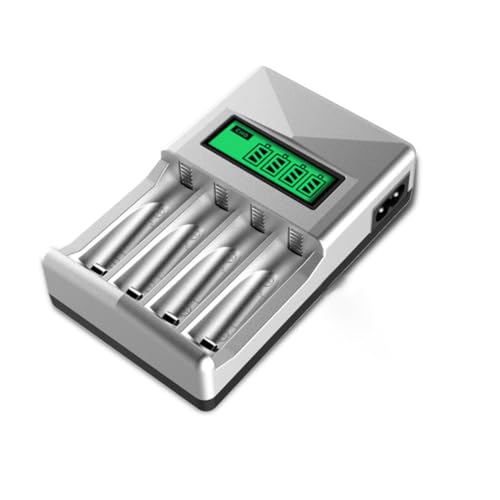 BELLIFFY Cargador Inteligente de Pilas Recargables AA AAA con Ranuras Independientes y Pantalla LCD Carga Rápida USB para Baterías Ni- Protección contra Sobrecarga Compatible con Voltaje