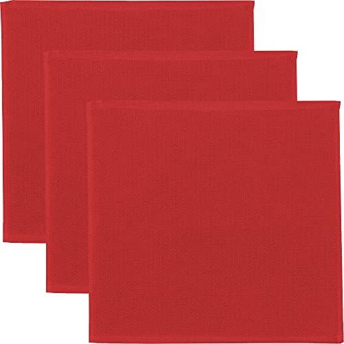 Erwin Müller Reinigungstuch, Putztuch, Putzlappen, Spültuch 3er-Pack rot Größe 25x25 cm - 100% Baumwolle, zum Spülen oder Staubwischen, robust und langlebig, mit Frottierseite