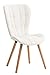 Chaise De Salle A Manger Design Elda en Similicuir I Style Scandinave avec Coutures Décoratives I Dossier Haut Et Piétement en Bois, Couleur:Blanc