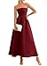 PRETTYGARDEN Cocktail Dresses for Women 2026 Summer Formal Elegant Tube Top Strapless Spring Wedding Guest Party Midi Dress(Burgundy,Medium)