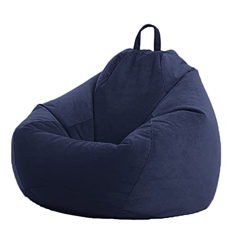 Funda de puf pera de pana azul oscuro sin relleno para sofá modular pequeño 2