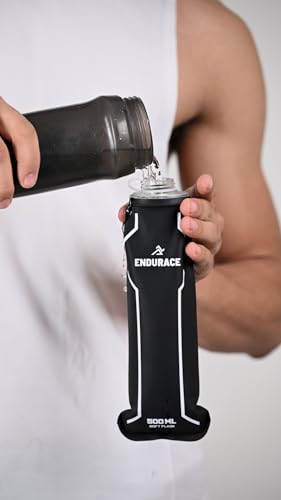 Image of Soft Hydration Flask Foldable Water Bottle, 500 ml, TPU Material, for Running, Camping, Outdoor Sports, Black