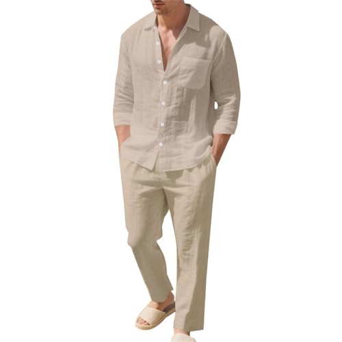 Survêtement léger pour homme ample en coton uni avec poches