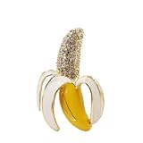 Banana Brooch Pin Women Fashion Unique Crystal Rhinestone Vintage Enamel Lapel Safety Pin, Clothes Jewelry Clothing Backpack Jacket Hat Decoration DIY (yellow)