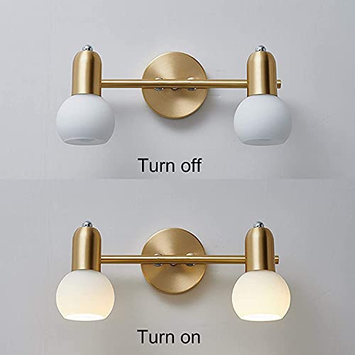 Aplique de pared para gabinete e inodoro con luces delanteras de espejo dorado E14 5