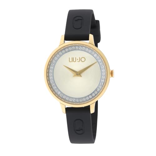 Montre à quartz Liu Jo Casual Shine TLJ2577 femme en caoutchouc noir avec cadran à cristaux