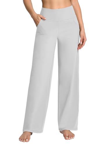 Image of BUBBLELIME Women High Waist Wide Legs Yoga Pants Loose Sweatpants Pockets | 29 inch /31 inch /33 inch /35 inch /37 inchInseam,2 Styles / Dress /Basic,Lounge,Comfy,Stretch Casual Work