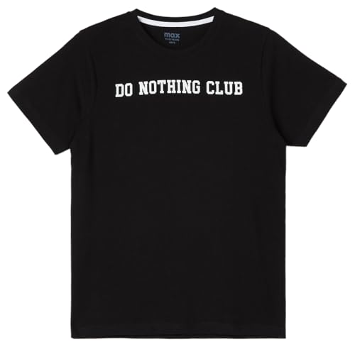 Image of Max Regular Fit Boys Typographic Printed Knit T-Shirt