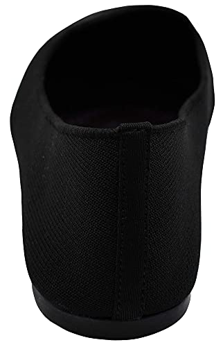 Skechers Skechers Women's Cleo-Sherlock-Engineered Knit Loafer Skimmer Ballet Flat, Black/Black, 6 M US
