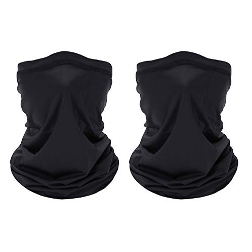 TOWNCAT Bandana para la Cabeza, pasamontañas de protección Solar Multifuncional contra Rayos UV, Gorro elástico, redecilla Transpirable, para Acampar, Correr, Motociclismo (Negro x2) Cover