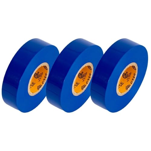 GTSE - Blue Electrical Tape 3 Rolls, 3/4in x 66ft, UL/CSA Listed