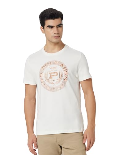 Image of U.S. POLO ASSN. Denim Co. Mens White Half Sleeve Cotton Fitted T-Shirt