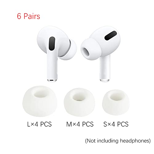 Hsthe Sea 6 works Replacement Earplugs for Airpods Pro Silicone Ear Pads Earphone Tips Replacement Earbuds Case Silicone Soft Earphone Pads Silicone Earbuds for Airpods Pro (S/M/L,White) - Image 2