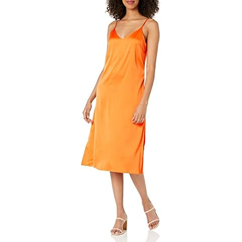 The Drop Ana Silky vestido de cuello en V Midi Slip para Mujer Cover