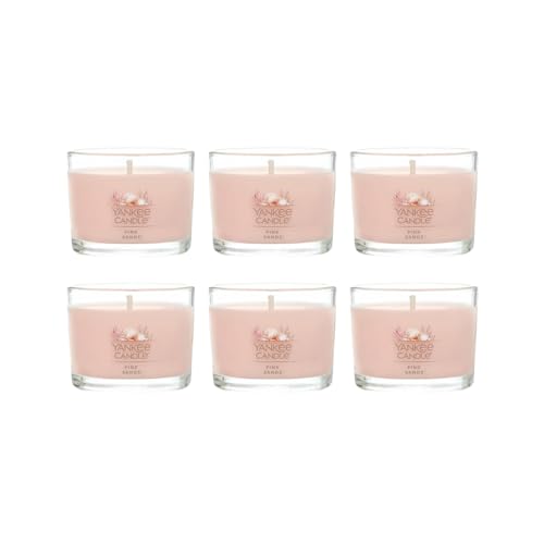 Image of Yankee Candle Mini Jar Scented Candle, Small Single Wick Candle for Home Fragrance, Long Lasting Burn, Pink Sands (Pack of 6)