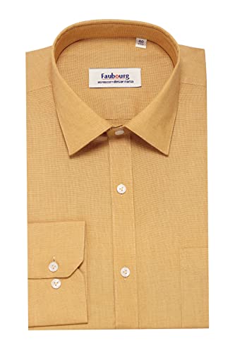 Image of Faubourg Cotton Blend 5377-5382 Men's Solid Plain Full Long Sleeve Slim Fit Formal Shirt