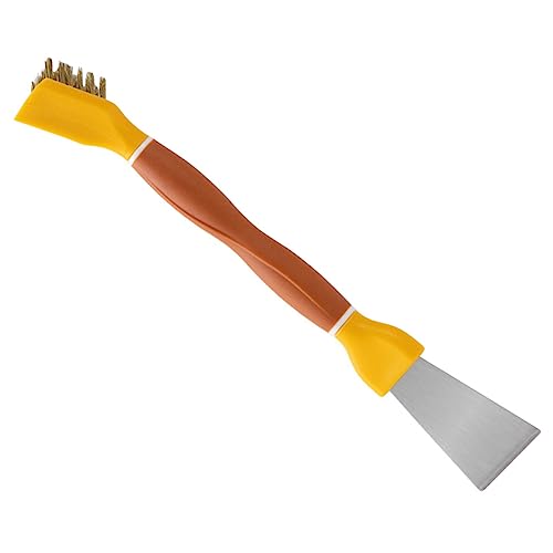 Gogogmee Scraper De Acero Inoxidable Multifunción Con Cepillo De Cerdas Rígidas Para Limpiar Cocina y Utensilios Espátula De Limpieza Doble Uso Con Mango Portátil Para Encimeras y Estufas