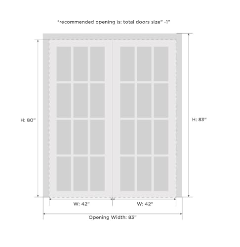 Image of Sartodoors Interior Door 3094 Closet Bypass Doors White with Black Opaque Glass Solid MDF Modern Design 84 x 80 in