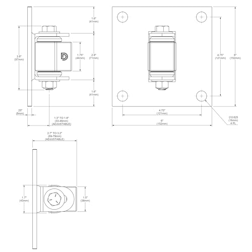D&D Technologies CI3760A Shut It 6\" Aluminum Body Half Bolt-On Industrial Metal Gate Hinge: Weld-on or Bolt-on to The Gate (Sold as a Single Hinge)