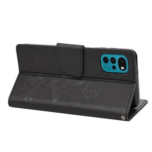 Étui clapet Motorola G22 noir antichoc avec support intégré