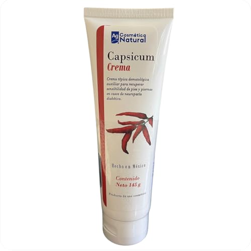Crema Capsicum 145gr Auxiliar en casos de Neuropatía Diabética, Crema Tópica Dermatológica con Capsaicina de AG Cosmética Natural Experimenta un Bienestar...