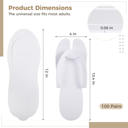 100 Pairs Disposable Pedicure Slippers Bulk,White EVA Flip-Flops Kit,SPA Pedicure Slippers for Adult,Lightweight and Easy to Wear,Ideal for Nail Salons,Hotels,Travel,Home,Party4