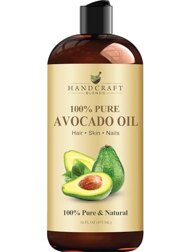 Handcraft Blends Avocado Oil - Cold-Pressed 16 Fl Oz - 100% Pure and Natural - Premium Grade Carrier Oil for Skin and Hair - Hair and Body - Massage - Hexane-Free