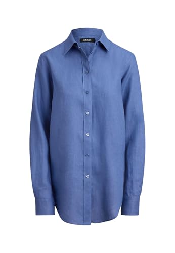 Lauren Ralph Lauren Donna Camicia Manica Lunga 200782777 Lino Azzurro S