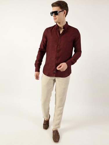 Image of Thomas Scott Men's | Solid | Full Sleeve | Regular Fit | Polyester | Button Down Collar | Casual Shirt