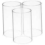 TEMPNAP 3 pièces Couvercle Bougie Transparent Verre Abat Jour Cylindrique Vent pour Bougi...