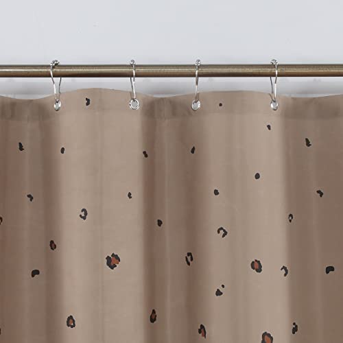 Mvsuta Leopard Brown Vintage Polyester Waterproof Fabric Stall Shower Curtain,Tan Wild Printed Black Farmhouse Bathroom Curtains,Small 54" W X 72" L #TOP4