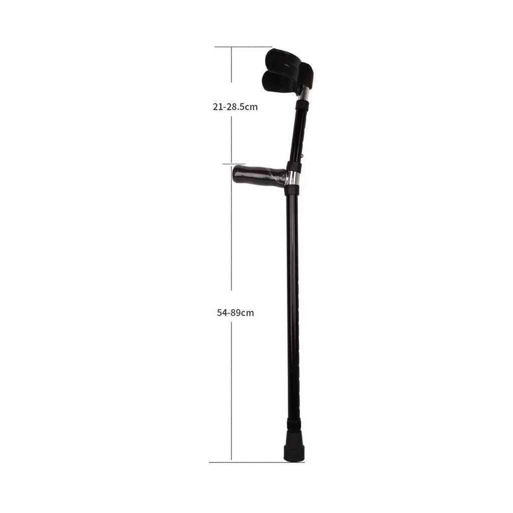 Bastón Brazo Codo Muleta Ayuda for Caminar Ligera Rehabilitación Bastón for Axilas Antideslizante telescópico(Nero)