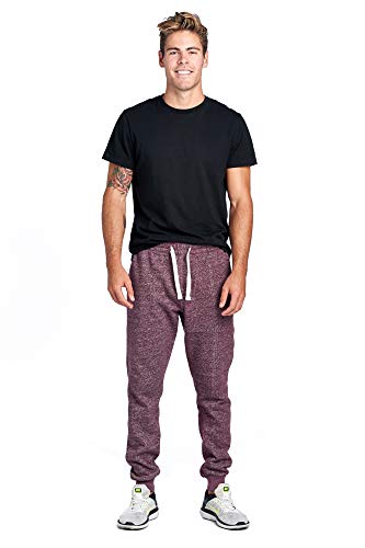 Image of ProGo Men's Casual Jogger Sweatpants Basic Fleece Marled Jogger Pant Elastic Waist
