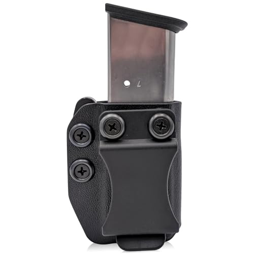 Rounded Magazine Holster Fits: 45 ACP Single Stack - IWB or OWB, Mag Holder, Spare Mag Carrier, American Made, Black Kydex, Concealment Express