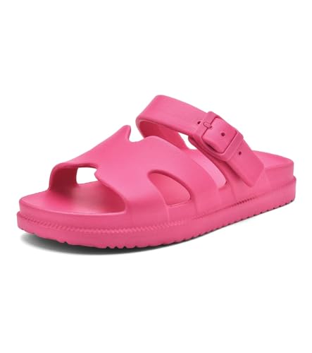 Image of Haifago Women's Flat Sandals with Arch Support, Summer Beach Slip on Slides Comfort Lightweight H-Strap Sandal Adjustable Buckle