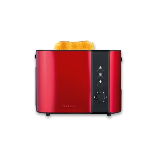SEVERIN Tostapane Automatico Con Griglia Scaldapanini Integrata, Anche Per Fette Spesse, Per Tostare, Scongelare E Riscaldare, 800 W, Rosso Metallizzato / Nero, AT 2217