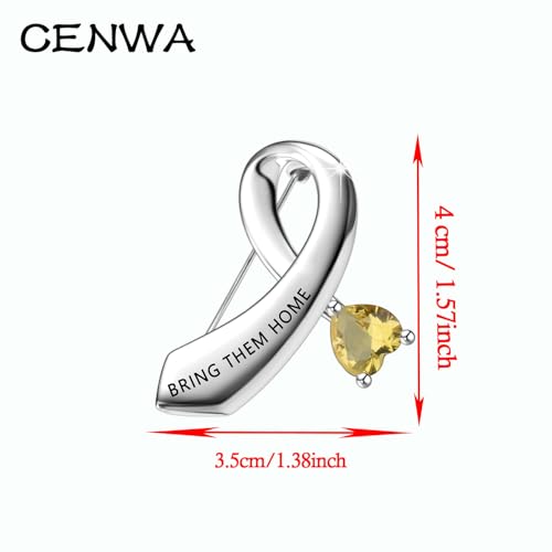 Image of CENWA Bring Them Home Awareness Yellow Ribbon Brooch Pin Hostage Awareness Support Israel