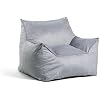 Big Joe Imperial Lounger Foam Filled Bean Bag Armchair with Removable Cover, Gray Plush, Soft Polyester, 4 feet Big