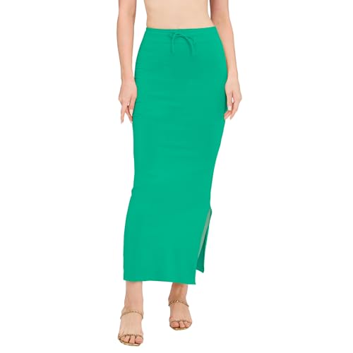 Image of DESI GIRL Cotton Lycra Stretchable Saree Shapewear Petticoat with Drawstring for Women | Fishcut Saree Petticoat with Side Slit for Easy Movement | Saree Shaper | Long inskirt