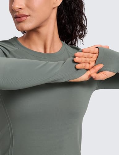 Image of CRZ YOGA Seamless Top Waist Length | Training, Chafe-Free, Slim Fit, Raglan Sleeves, Mesh Vents, Workout, Long Sleeve Shirts for Women