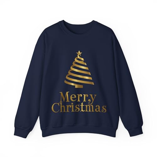 Pull de Noël bleu marine grande taille L motif arbre en spirale 019