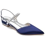 escarpins satin bleu 『Caractéristiques』 Talons bas de 2,5 cm/1 pouce, conçus pour offrir maintien et confort tout au long de la journée. Semelle extérieure en caoutchouc antidérapante et résistante à l'usure. Bout pointu, élégant et beau. Dessus en satin, doublure respirante, semelle intérieure confortable.