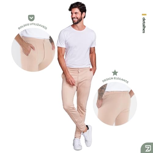 kit 2 Calça Alfaiataria Moletinho Masculina Slim Premium (BR, Alfa, G, Regular, Regular, PRETO - BEG